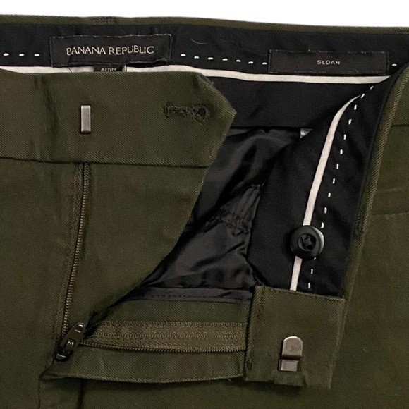 Banana Republic Dark Olive Green Sloan Pant Mid Rise Career Trousers 2 Petite 2P - Picture 13 of 16